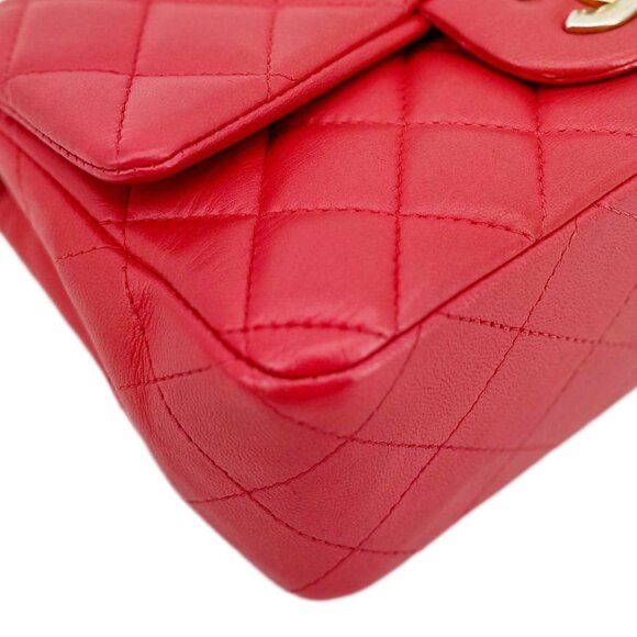 Chanel Classic Rectangular Flap Mini Quilted Leather Crossbody Bag Reddish Pink - Picture 7 of 16